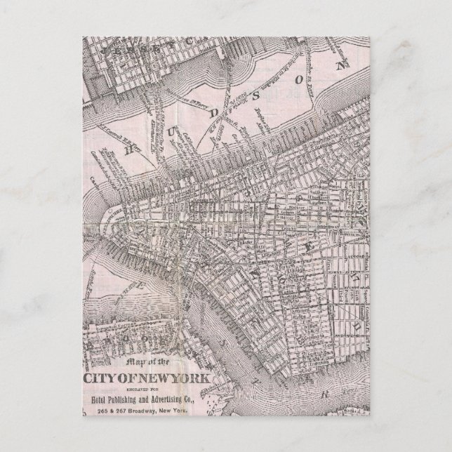 Vintage Karte von New York City (1886) (Vorderseite)