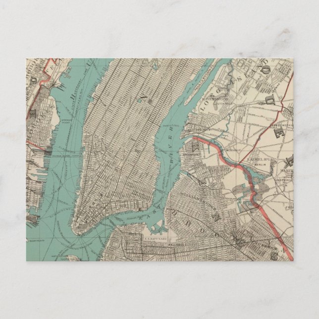 Vintage Karte von New York City (1890) (Vorderseite)
