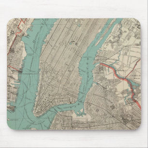 Vintage Karte von New York City (1890) Mousepad