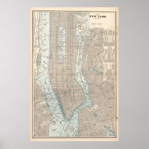 Vintage Karte von New York City (1893) Poster