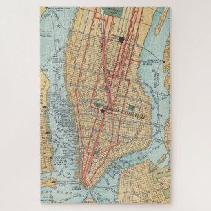 Vintage Karte von New York City (1900) Puzzle