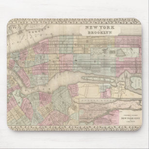 Vintage Karte von New York City Mousepad