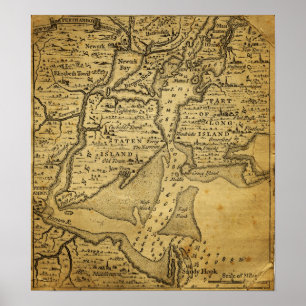 Vintage Karte von New York Poster