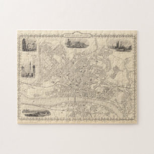 Vintage Karte von Newcastle England (1851) Puzzle