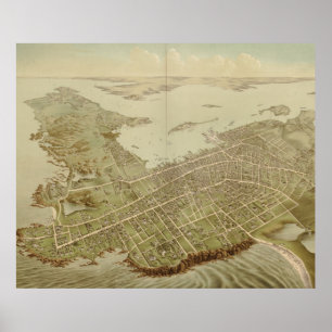 Vintage Karte von Newport RI (1878) Poster