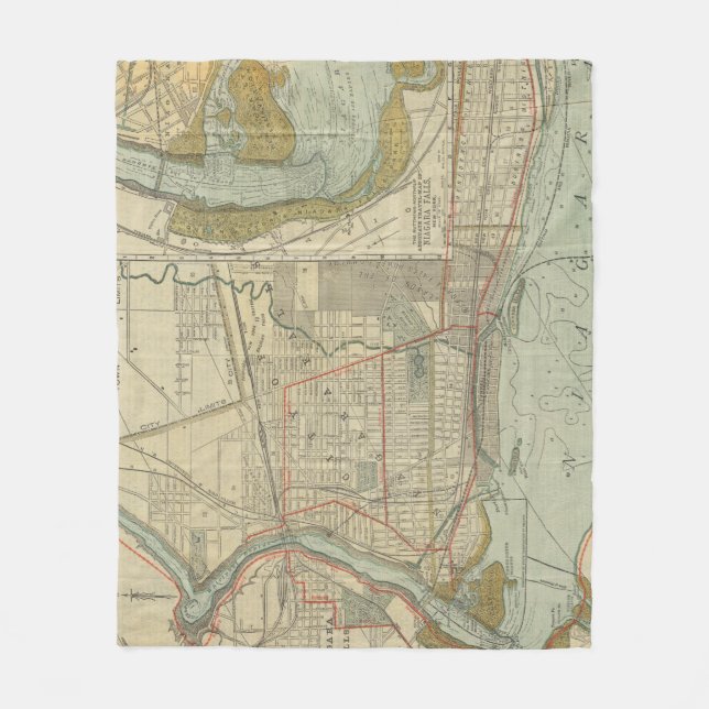 Vintage Karte von Niagara Falls NY (1893) Fleecedecke (Vorderseite)