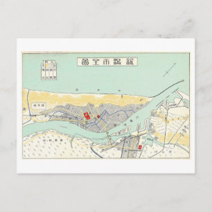 Vintage Karte von Niigata City, Japan