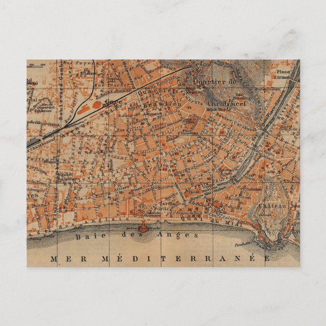 Vintage Karte von Nizza (1914) (Vorderseite)