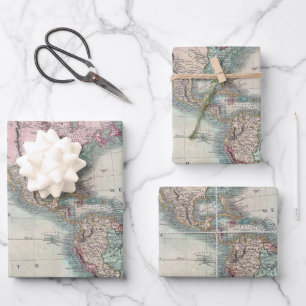 Vintage Karte von Nord- und Südamerika 1806 Wrapp Geschenkpapier Set