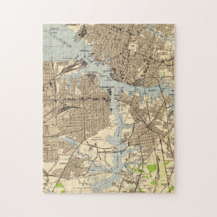 Vintage-Karte von Norfolk & Portsmouth Virginia (1 Puzzle
