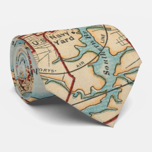 Vintage Karte von Norfolk und von Portsmouth VA Krawatte