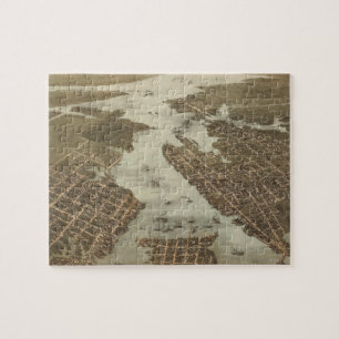 Vintage Karte von Norfolk und von Portsmouth VA Puzzle