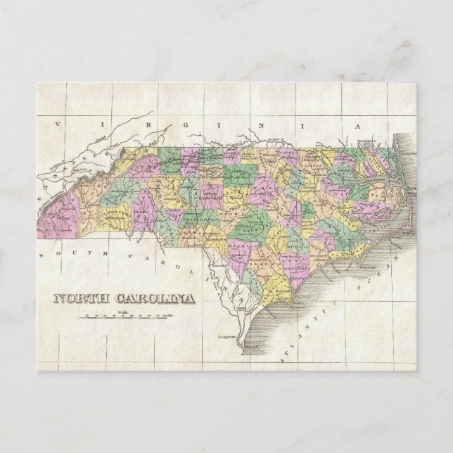 Vintage Karte von North Carolina (1827) (Vorderseite)