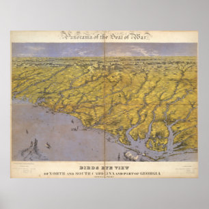 Vintage Karte von North Carolina (1861) Poster