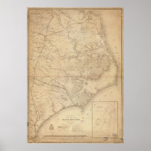 Vintage Karte von North Carolina (1862) Poster