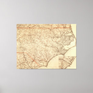 Vintage Karte von North Carolina (1865) Leinwanddruck