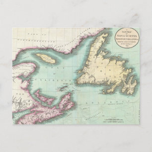 Vintage-Karte von Nova Scotia und Neufundland (180 Postkarte