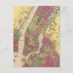 Vintage Karte von NYC und Brooklyn (1868)