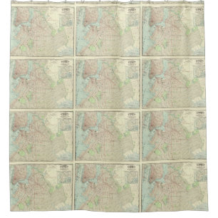 Vintage Karte von NYC und Brooklyn (1897) Duschvorhang