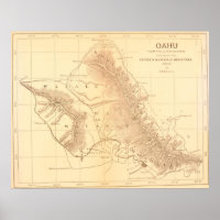 Vintage Karte von Oahu Hawaii (1901)