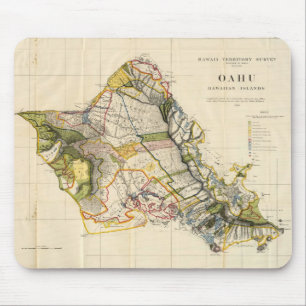 Vintage Karte von Oahu Hawaii (1906) Mousepad
