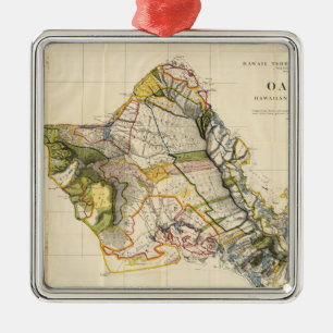 Vintage Karte von Oahu Hawaii (1906) Silbernes Ornament