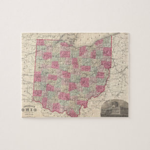 Vintage Karte von Ohio (1864) Puzzle