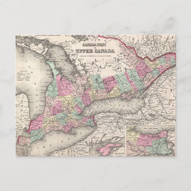 Vintage Karte von Ontario (1857) (Vorderseite)