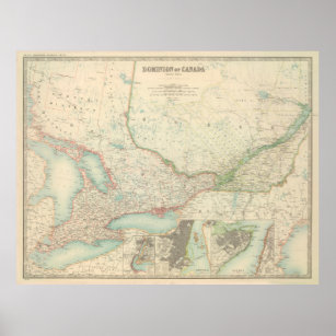 Vintage Karte von Ontario und Quebec (1912) Poster
