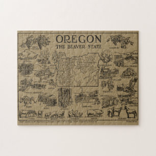 Vintage Karte von Oregon (1912) Puzzle
