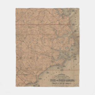 Vintage Karte von Ostnord-carolina (1862) 2 Fleecedecke