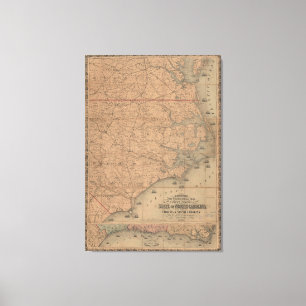 Vintage Karte von Ostnord-carolina (1862) 2 Leinwanddruck