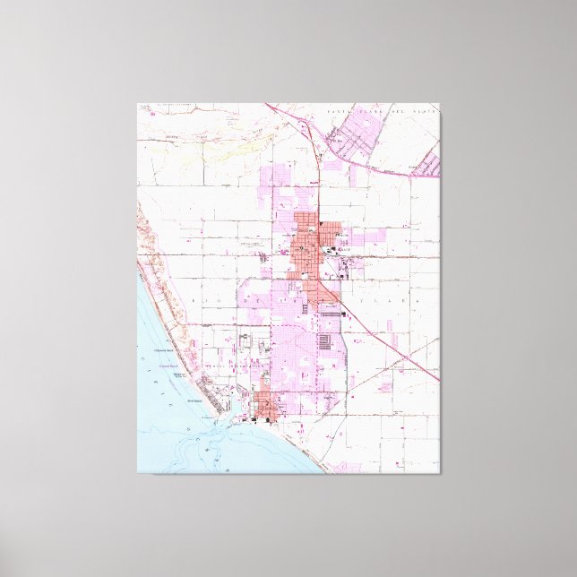 Vintage Karte von Oxnard California (1949) Leinwanddruck (Vorderseite)