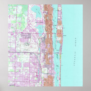 Vintage Karte von Palm Beach Florida (1946) 2 Poster