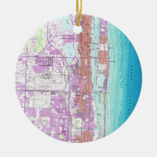 Vintage Karte von Palm Beach Florida (1946) Keramik Ornament