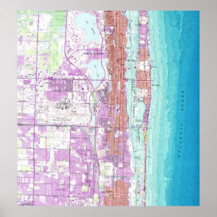 Vintage Karte von Palm Beach Florida (1946) Poster