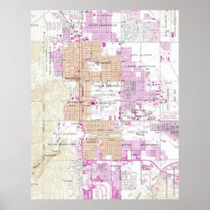 Vintage Karte von Palm Springs California (1957) Poster