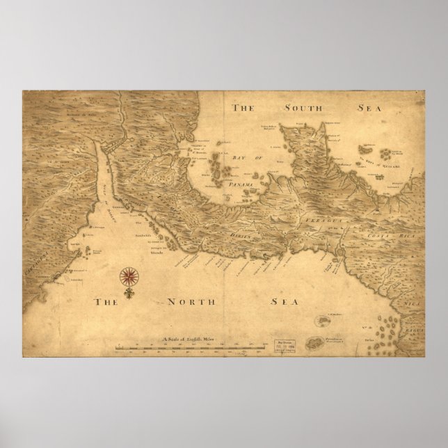 Vintage Karte von Panama (1800) Poster (Vorne)