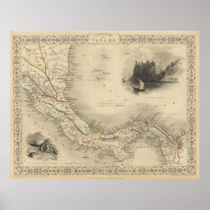 Vintage Karte von Panama (1851) Poster