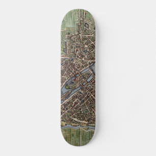 Vintage Karte von Paris (1657) Skateboard