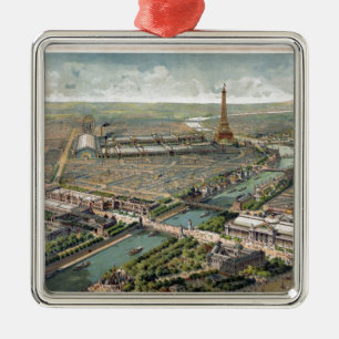 Vintage Karte von Paris (1900) Silbernes Ornament
