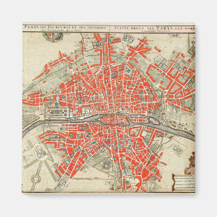 Vintage-Karte von Paris Frankreich (1721–1774) Magnet