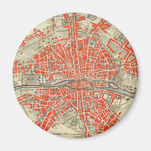 Vintage-Karte von Paris Frankreich (1721–1774) Magnet