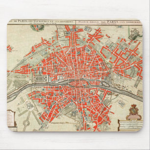 Vintage Karte von Paris Frankreich (1721-1774) Mousepad