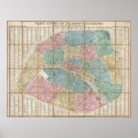 Vintage Karte von Paris Frankreich (1867)