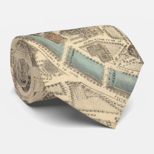 Vintage Karte von Paris Frankreich (1871) Krawatte