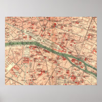 Vintage Karte von Paris Frankreich (1910)
