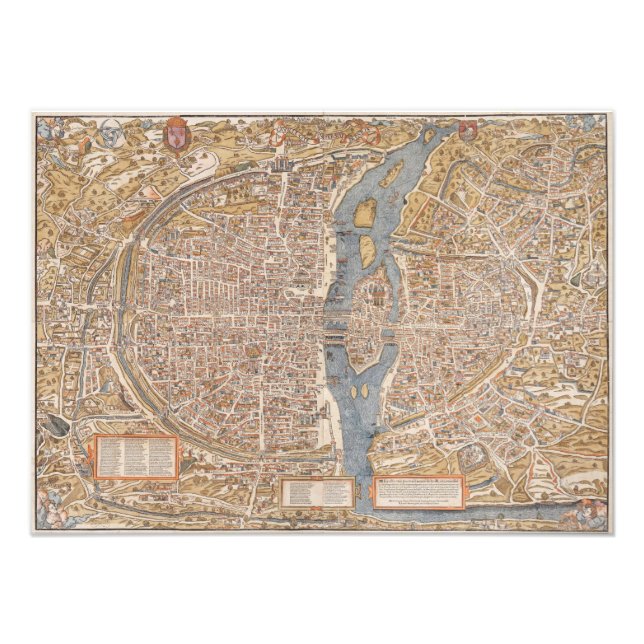 Vintage Karte von Paris, Frankreich, Canvas Print Fotodruck (Vorne)