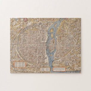 Vintage-Karte von Paris Frankreich Leinwanddruck Puzzle