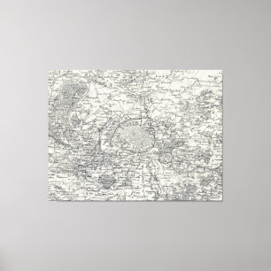 Vintage Karte von Paris Frankreich Vicinity (1841) Leinwanddruck